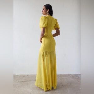 Yellow De la Vali Chiffon dress